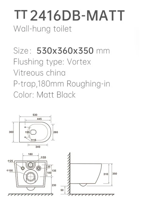 TT2416DB-MATT Wall Hung Toilet thumbnail 2