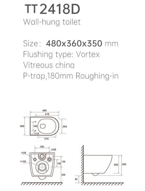 TT2418D Wall Hung Toilet thumbnail 2