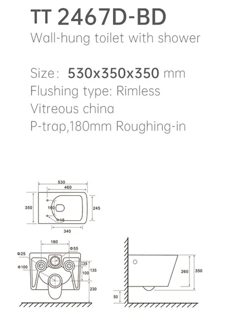 TT2467D-BD Wall Hung Toilet thumbnail 2