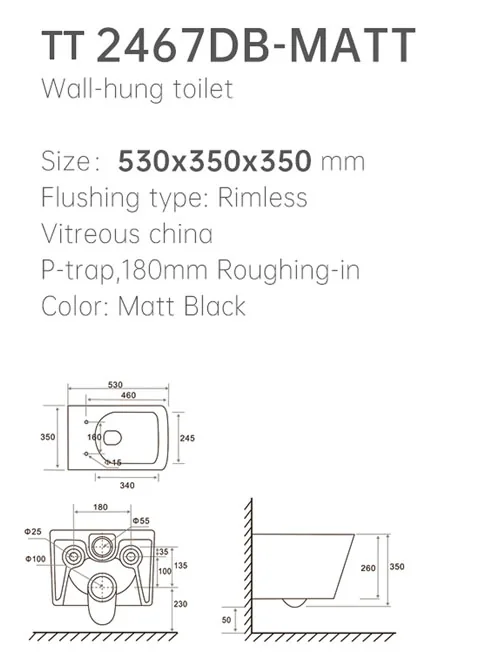 TT2467DB-MATT Wall Hung Toilet thumbnail 2