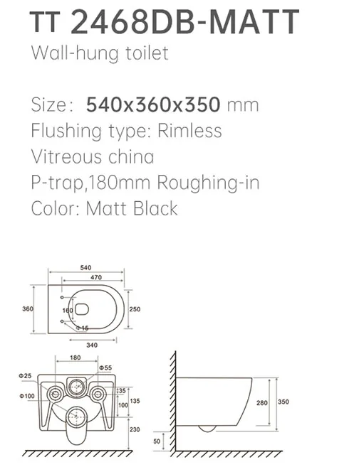 TT2468DB-MATT Wall Hung Toilet thumbnail 2