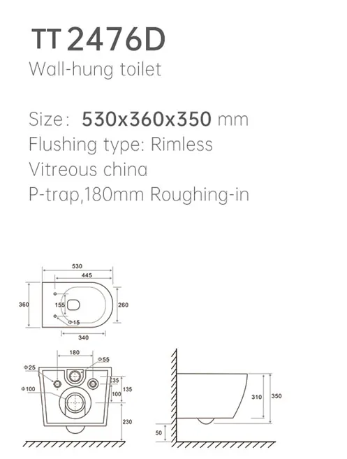 TT2476D Wall Hung Toilet thumbnail 2
