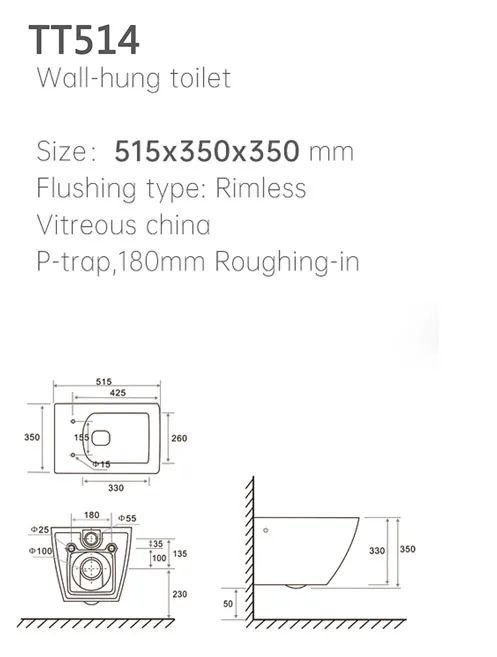TT514 Wall Hung Toilet thumbnail 2