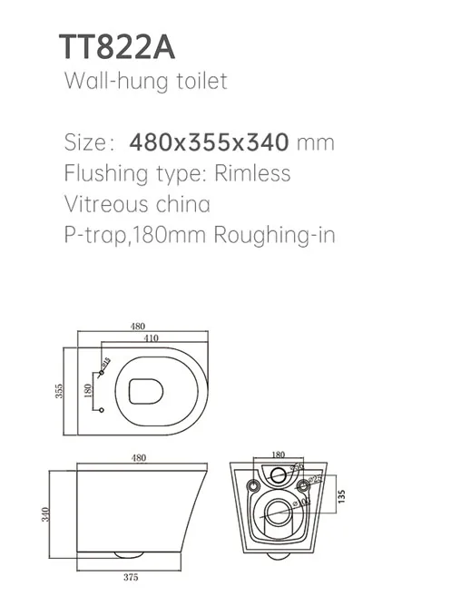 TT822A Wall Hung Toilet thumbnail 2