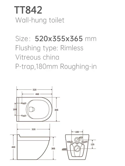 TT842 Wall Hung Toilet thumbnail 2
