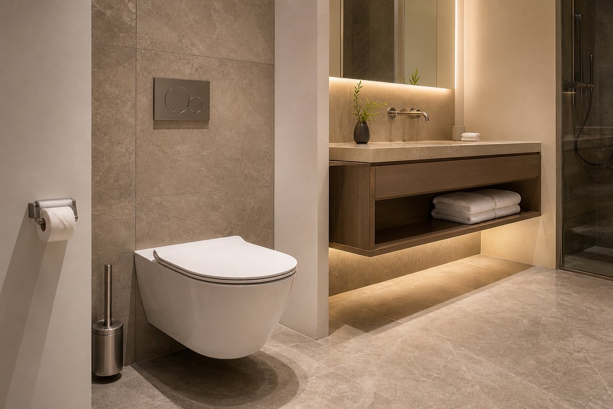 wall hung toilet solution for hotel bathroom projects