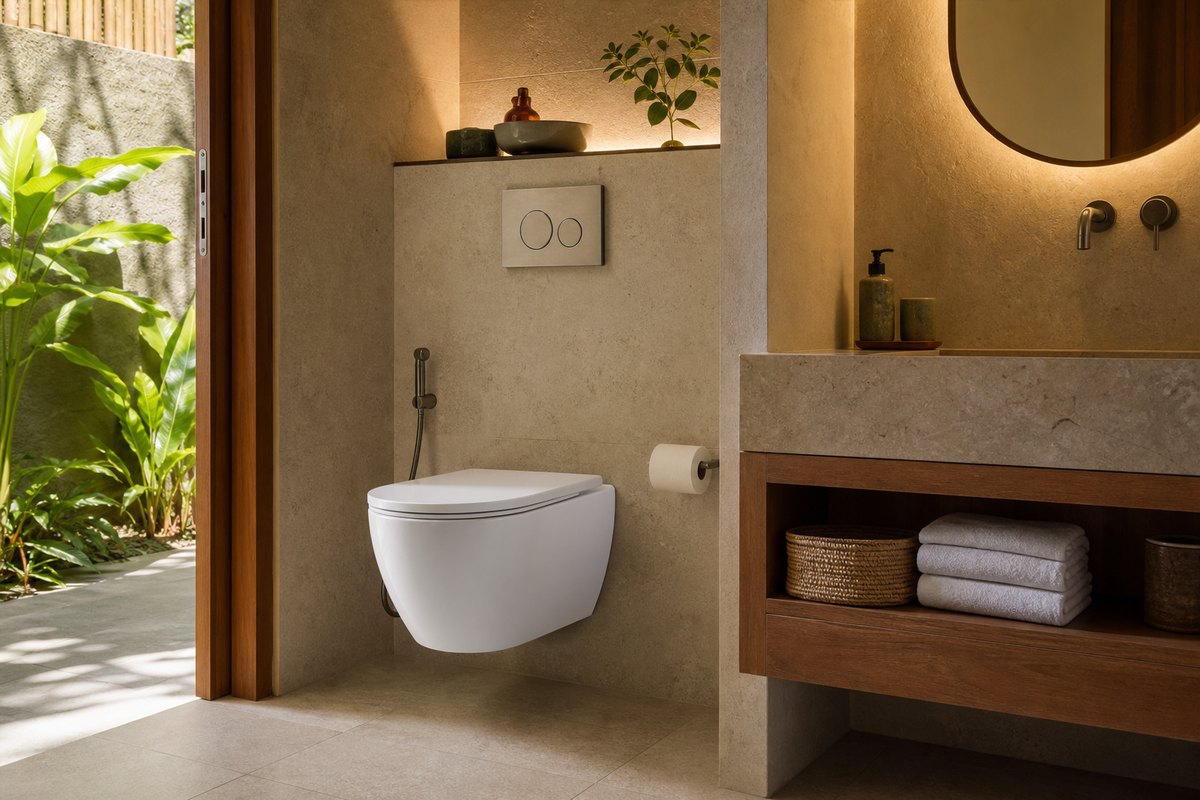 wall hung toilet solution for resort bathroom projects