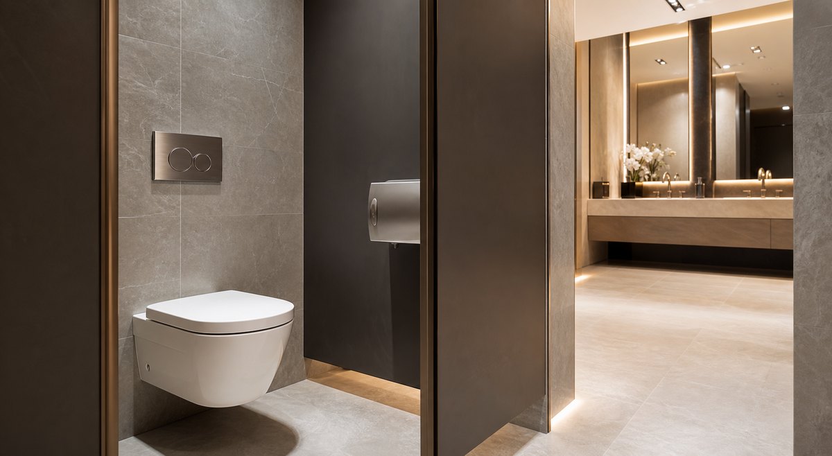 wall hung toilet solution for shopping mall restrooms
