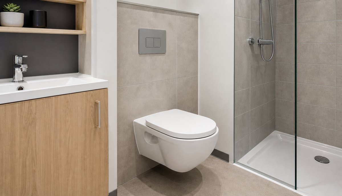 wall hung toilet solution for student accommodation bathrooms