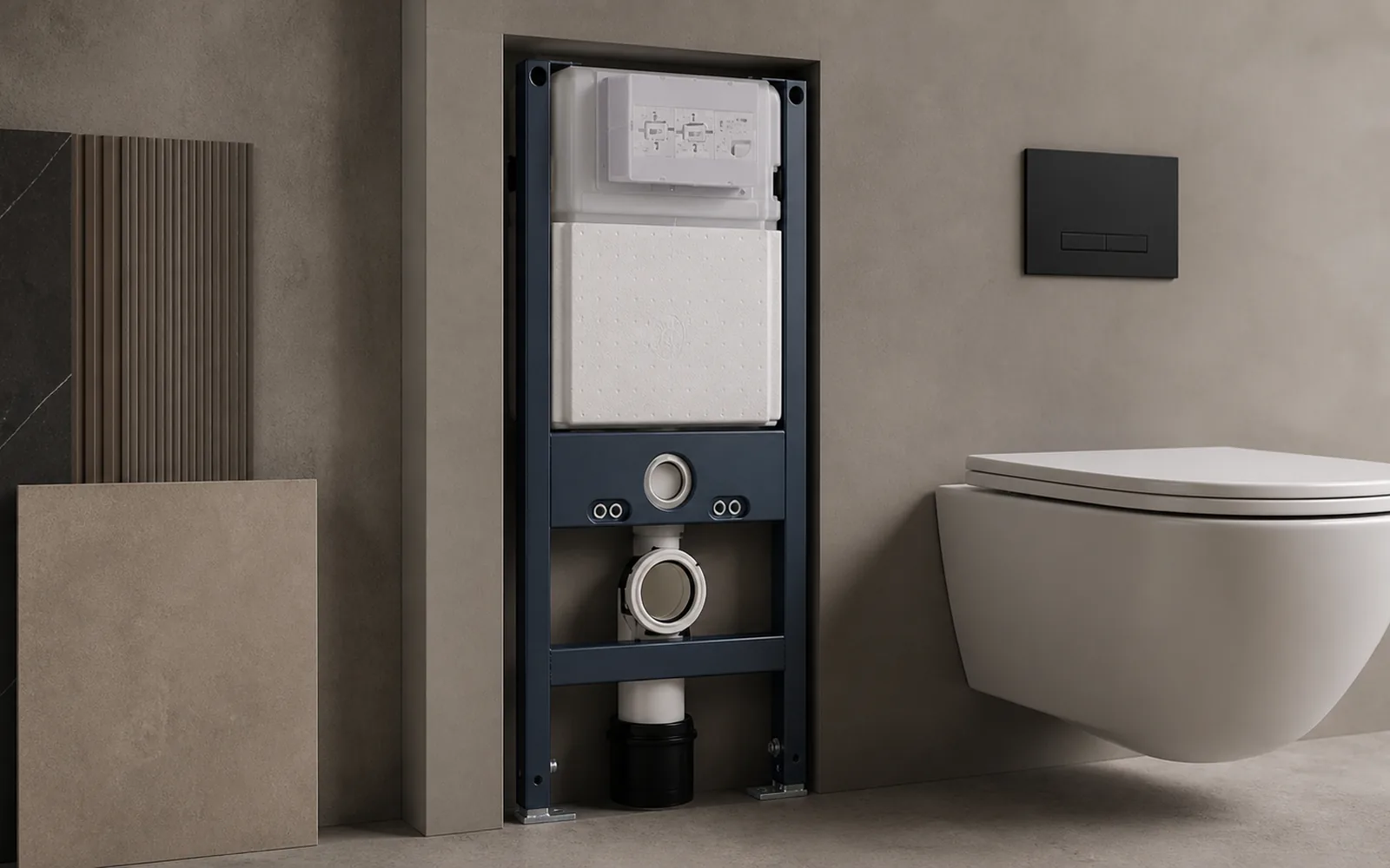 slim concealed cistern for limited wall depth bathroom
