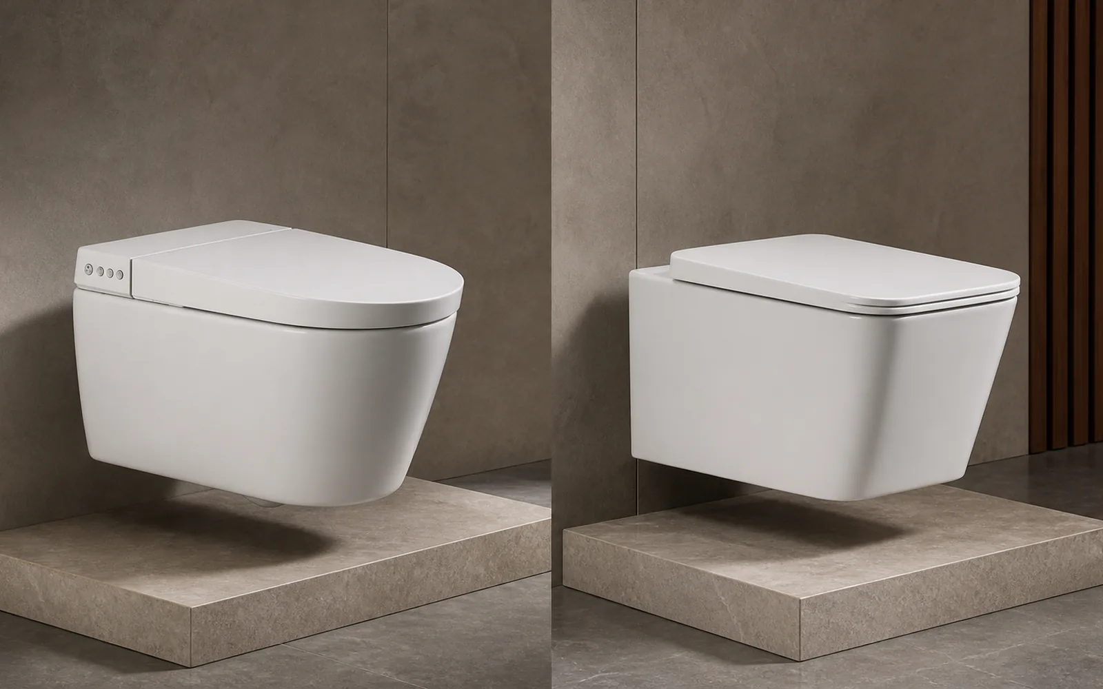 square and round wall hung toilet shape comparison